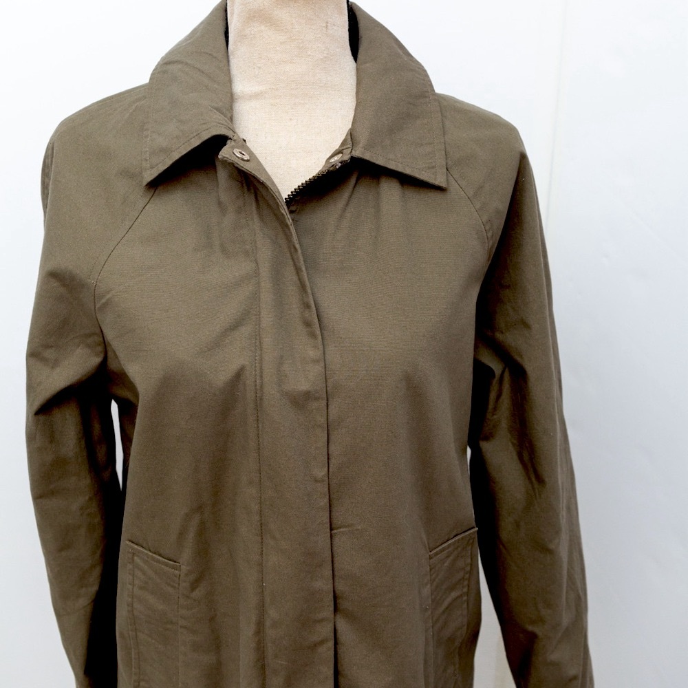 Olive rain jacket water resistant trench coat olive Kathy Ireland M - Picture 5 of 16